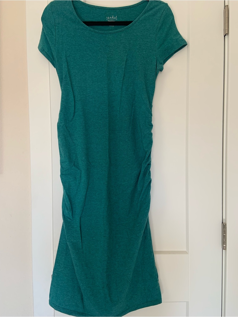 Ingrid & Isabel Teal Scoop-Neck Maternity Midi Dress
